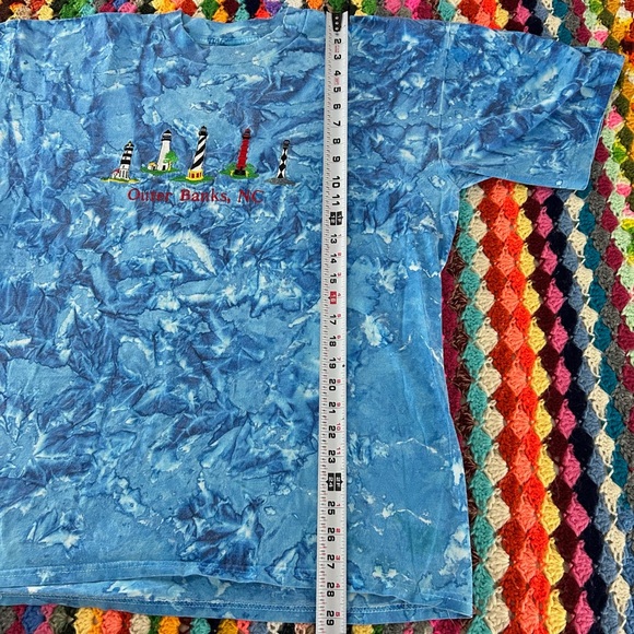 Vintage 90s Y2K 100% Cotton Outer Banks NC Tie Dye Lighthouses Embroider… - Picture 6 of 8